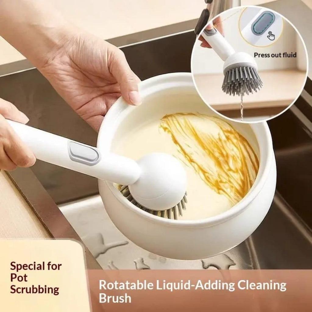 360° Scrubber Wand with Liquid Dispenser - Kitchen Cleaning Tool