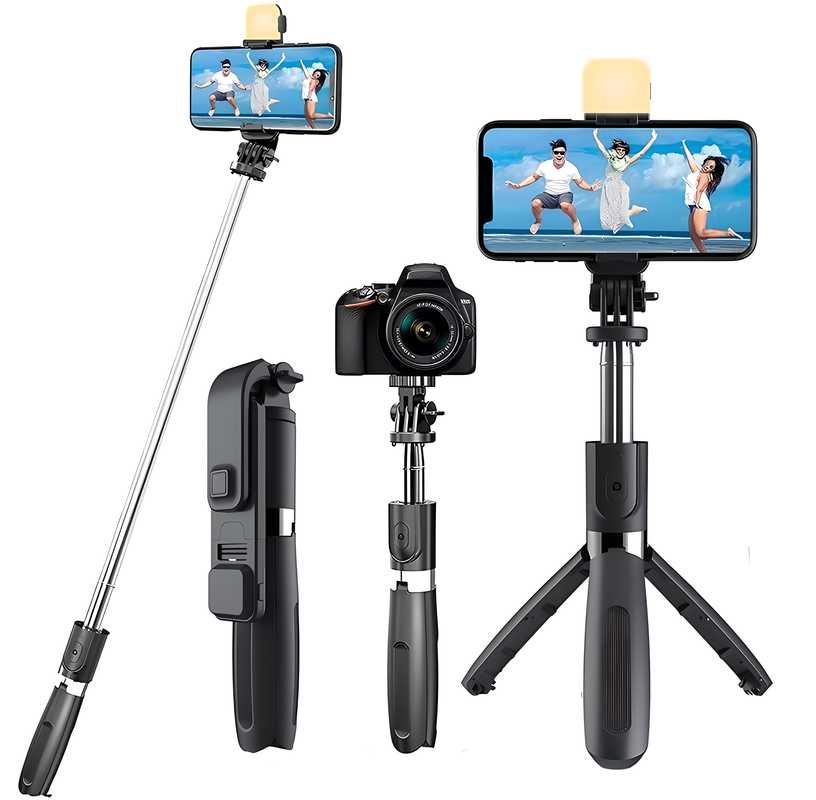 3-in-1 Selfie Stick Tripod with Bluetooth Remote - Extendable