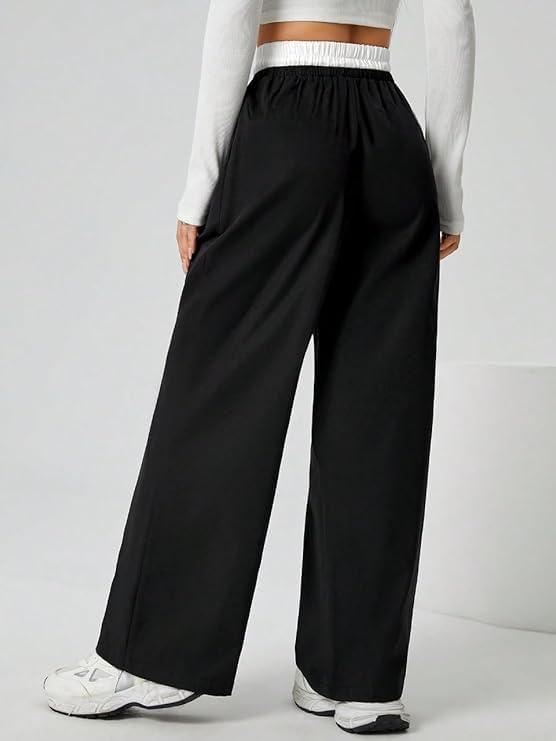 Women's Wide Leg Casual Black Pants - Hip Hop Style