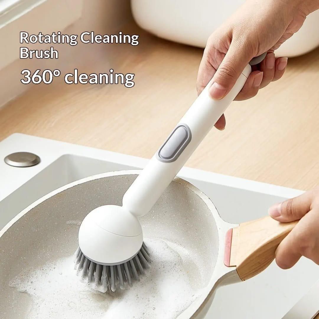 360° Scrubber Wand with Liquid Dispenser - Kitchen Cleaning Tool